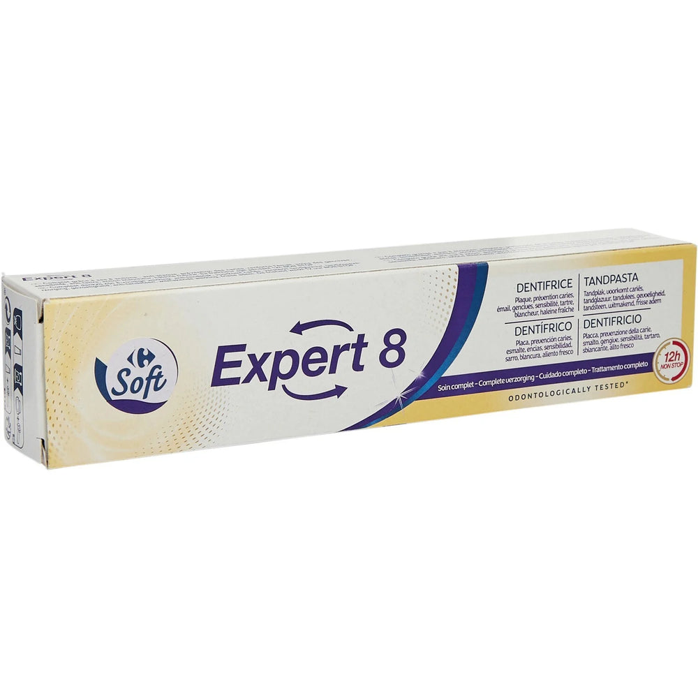 Dentifrice Expert 8 soin complet CARREFOUR SOFT le tube de 75mL