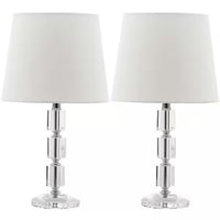 
              Lampe de table Clear Crystal Cube avec abat-jour blanc cassé (lot de 2)
            