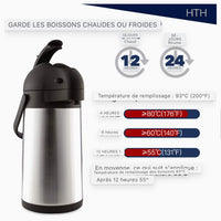 HTH Thermos Flask Push Jugs Double Wall Stainless Steel Vacuum Flask 4L