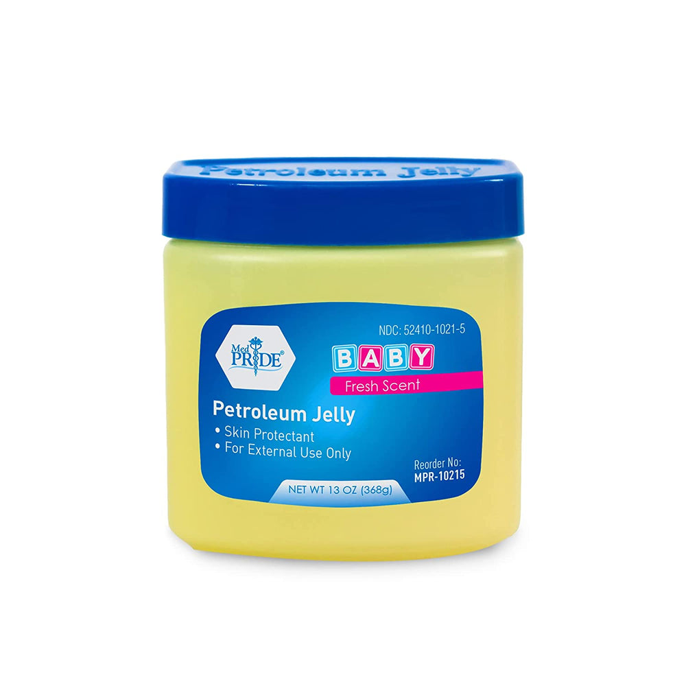 Petroleum Jelly With Fresh Baby Scent - Skin Protectant For Dry Skin, Rashes, Minor Burns & Wounds- Powerful Moisturizer For Chapped Lips, Dry Hands, Chaffed Skin & Diaper Rash- 13oz [Blue]