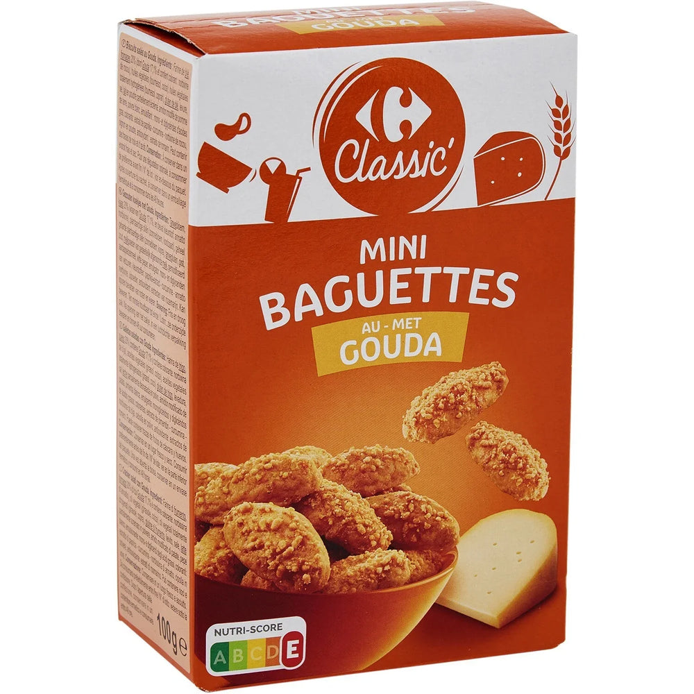 Biscuits apéritif mini baguettes gouda la boite de 100g DLC: MAR24 MCI