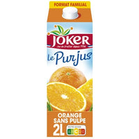Jus d'orange sans pulpe sans sucres ajoutés JOKER la brique de 2L DLC: 26-MAR24