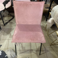 LEF collections Chaise de salle à manger Poona velours rose 54x56x83cm