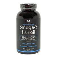 Sports Research Triple Strength Omega-3 Fish Oil, 150 Fish Softgels DLC: 12/2027