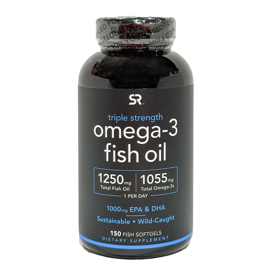 Sports Research Triple Strength Omega-3 Fish Oil, 150 Fish Softgels DLC: 12/2027
