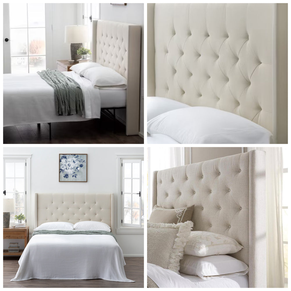 Wingback Queen Size Upholstered Headboard Tête 2 places