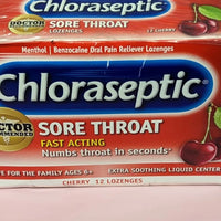 6) Chloraseptic Sore Throat Lozenges Fast Acting Pain Relief 12 Each Exp 10/25