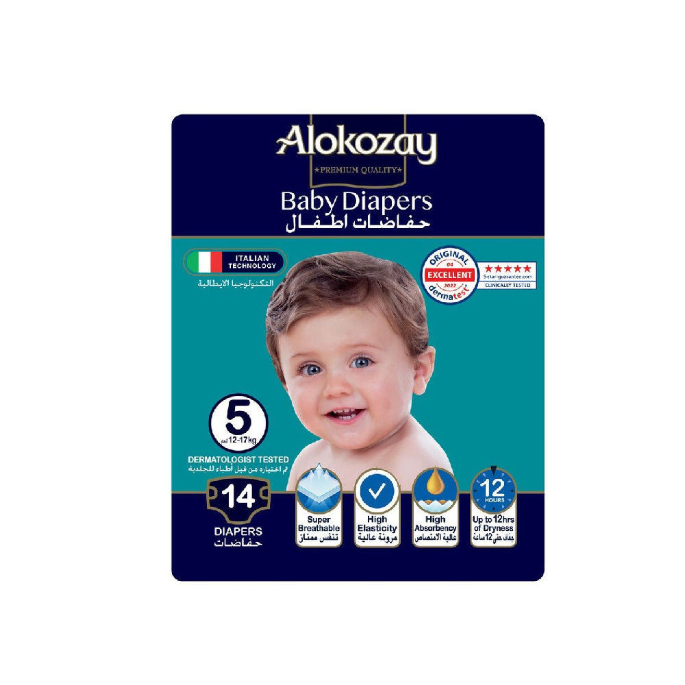 Alokozay Baby Diapers Couches Pour Bébés 5 (12- 17Kg) 14 Couches