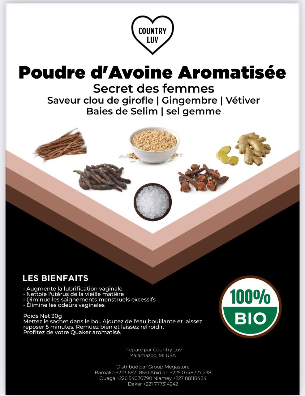 Poudre d’avoine Aromatisée 30g DLC: MAR25