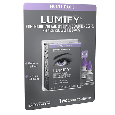 Lumify Redness Reliever Eye Drops for Whiter & Brighter Eyes (.25 fl. oz 2 pack) DLC: 05/24