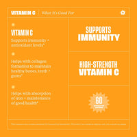 
              Health By Habit Vitamin C Supplement (60 Capsules) - High Strength, 1000mg, Support Antioxidant Levels and Immune Health, Non-GMO, Sugar Free
            
