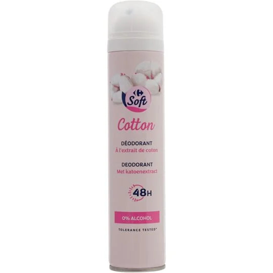 Déodorant 48 h coton CARREFOUR SOFT la bombe de 200mL DLC: 06-MAR26
