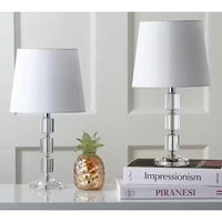 
              Lampe de table Clear Crystal Cube avec abat-jour blanc cassé (lot de 2)
            