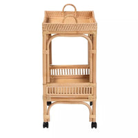 
              bali & pari Lombok Rattan Wine Cart Natural Brown: Indoor Bar Cart with Wine Holder, No Assembly Required
            