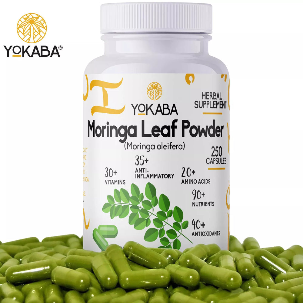 250 Capsules Moringa Oleifera Leaf Powder 5000mg - Organic Herbal Extract YOKABA DLC: 04/2026