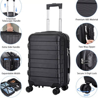 Valise à roulettes rigide de 21 pouces, Noire