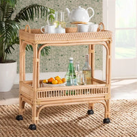 
              bali & pari Lombok Rattan Wine Cart Natural Brown: Indoor Bar Cart with Wine Holder, No Assembly Required
            
