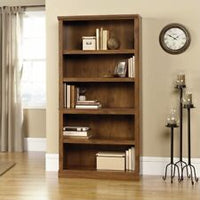 70" 5 Shelf Bookcase Oiled Oak - Sauder: Adjustable Storage, MDF Construction, Dark Brown