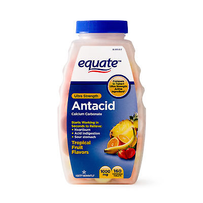 Antacid EQUATE tropical fruit 1000mg 160 tabletas masticables DLC: Sep24