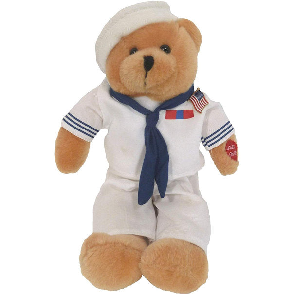 Chantilly Lane Plush Bear 11 Inch Singing Military Hero Navy Anchors Away