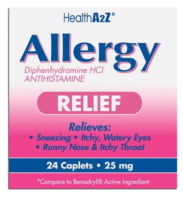 Health A 2Z Alergy Relief 25 Mg 24 Ct Diphenhydramine Compare To Benadryl