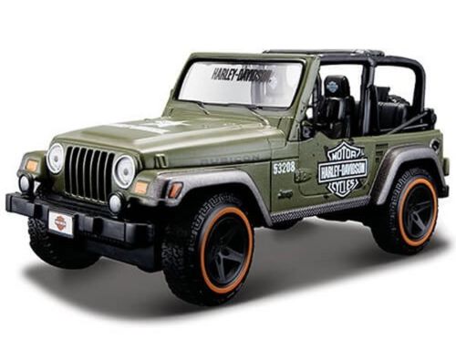 Maisto 1:27 Harley-Davidson Jeep Wrangler Diecast Vehicle in Green