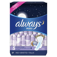 Always Maxi Size 5 Extra Heavy Overnight Pads With Wings 18 Pads