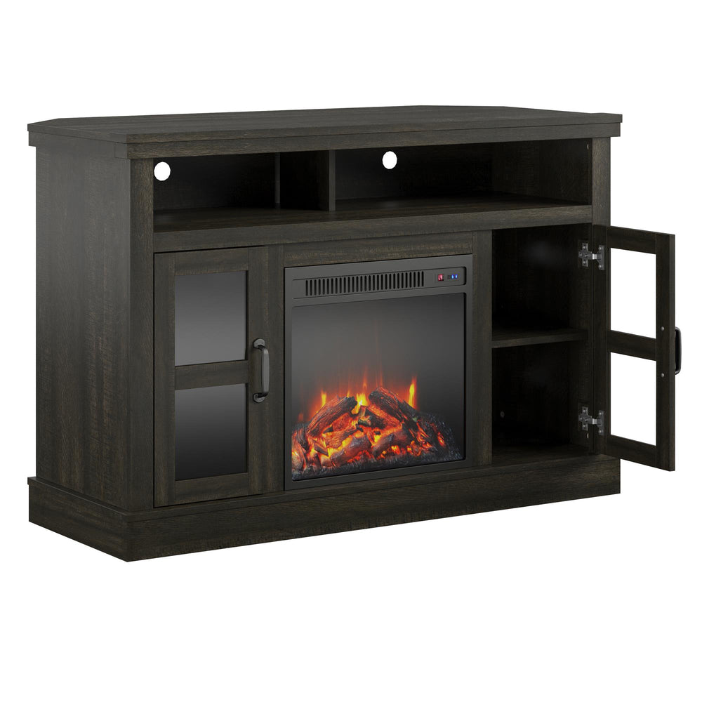 A Design Studio Poplar Corner Tv Stand with Fireplace for TVs up to 54