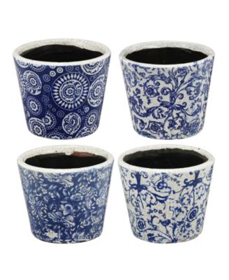 AB Home Small Planters, Set of 4 Blue