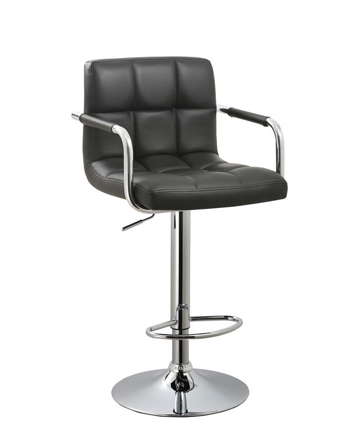 Ac Pacific Contemporary Adjustable Swivel Arm Bar Stool with Cushion