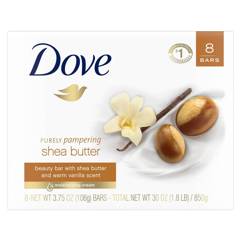 Dove Purely Pampering Shea Butter with Warm Vanilla Beauty Bar 4 oz, 8 Bar