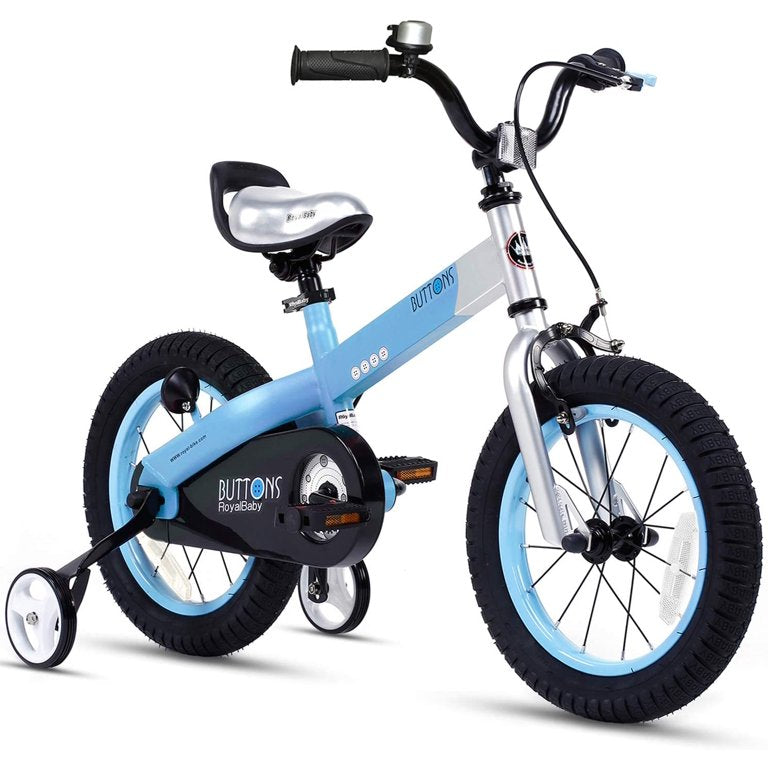 RoyalBaby Buttons Matte Blue 14 inch Kid's Bicycle With Training Wheels 14-15