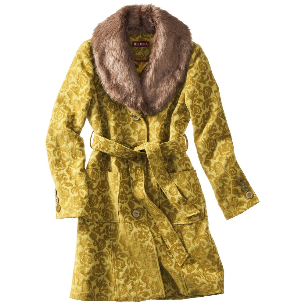 Merona Womens Single Breasted Coat with Fur