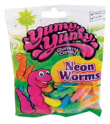 Yumy Yumy Gummies 4.5 Oz Neon Worms