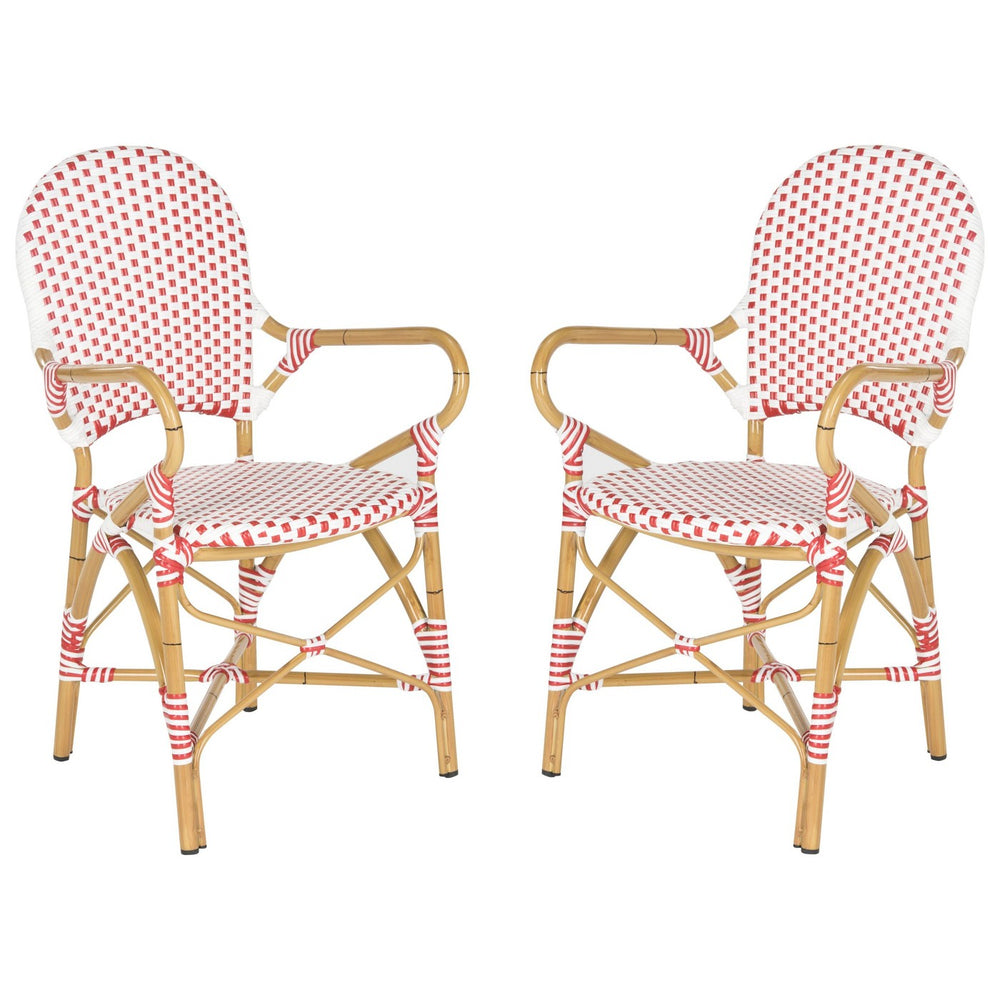 2pc Biarritz Wicker Patio Arm Chair - Red/White  -