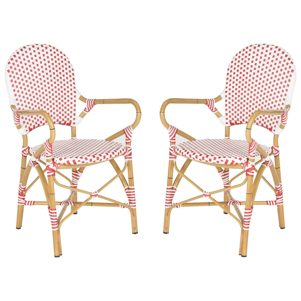 2pc Biarritz Wicker Patio Arm Chair - Red/White  -