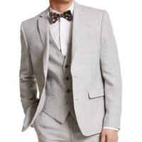 Grey Plaid Linen Jkt 40 SHORT GRAY