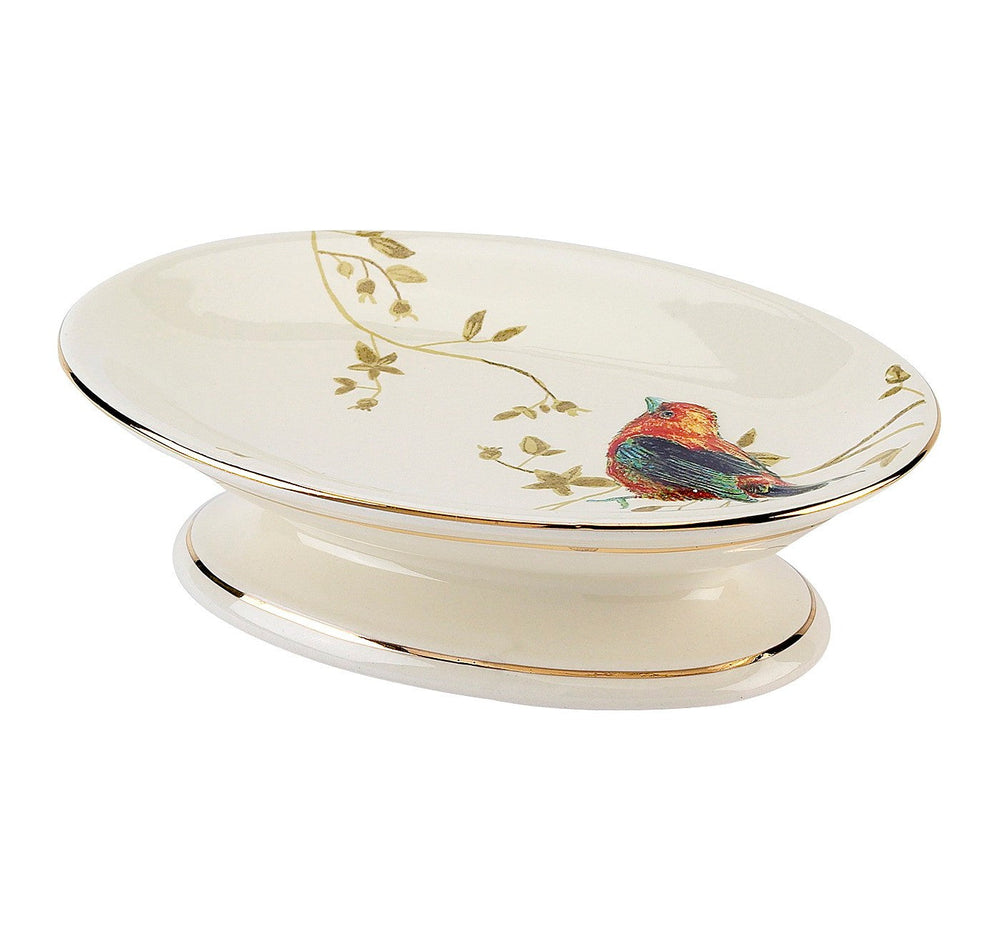 Avanti Gilded Birds Soap Dish - Ivory