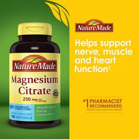 Nature Made Magnesium Citrate 250 mg. 180 Count DLC: MAR25