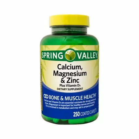 Spring Valley Calcium Magnesium & Zinc Plus Vitamin D3 250 Caplets DLC: Oct2026