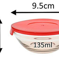 Nested Glass Bowls Set With Poinsettia Design and Red Lids - N°1