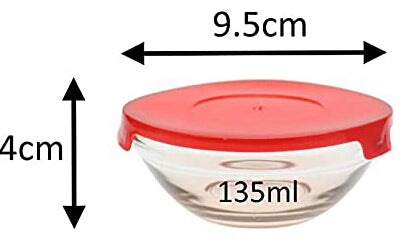 Nested Glass Bowls Set With Poinsettia Design and Red Lids - N°1
