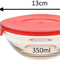 Nested Glass Bowls Set With Poinsettia Design and Red Lids - N°3
