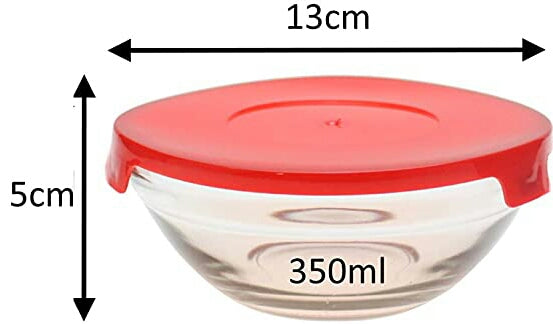 Nested Glass Bowls Set With Poinsettia Design and Red Lids - N°3