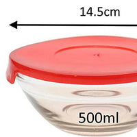 Nested Glass Bowls Set With Poinsettia Design and Red Lids - N°4