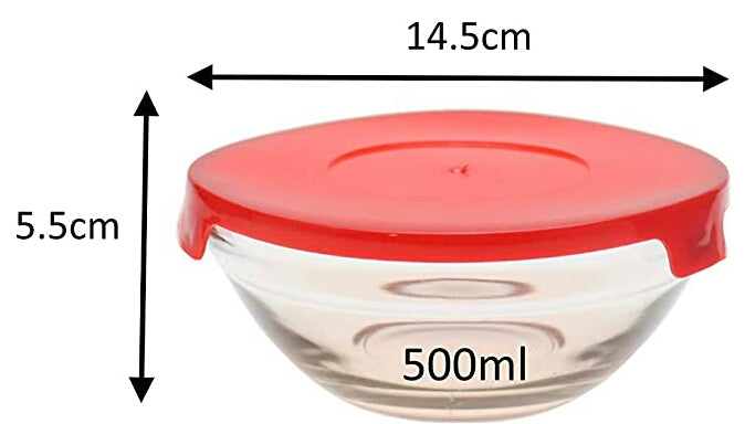 Nested Glass Bowls Set With Poinsettia Design and Red Lids - N°4