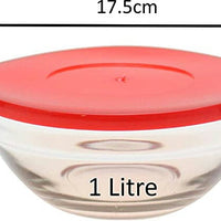 Nested Glass Bowls Set With Poinsettia Design and Red Lids - N°5