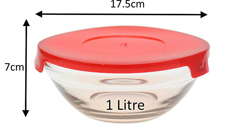 Nested Glass Bowls Set With Poinsettia Design and Red Lids - N°5