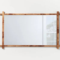 24" x 30" Burl Wood Cross Corner Decorative Wall Mirror Natural - Threshold™ designed with Studio McGee