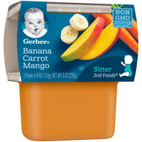 Gerber 2Nd Foods Plastic Banana Carrot & Mango 2/4 Oz 4Oz